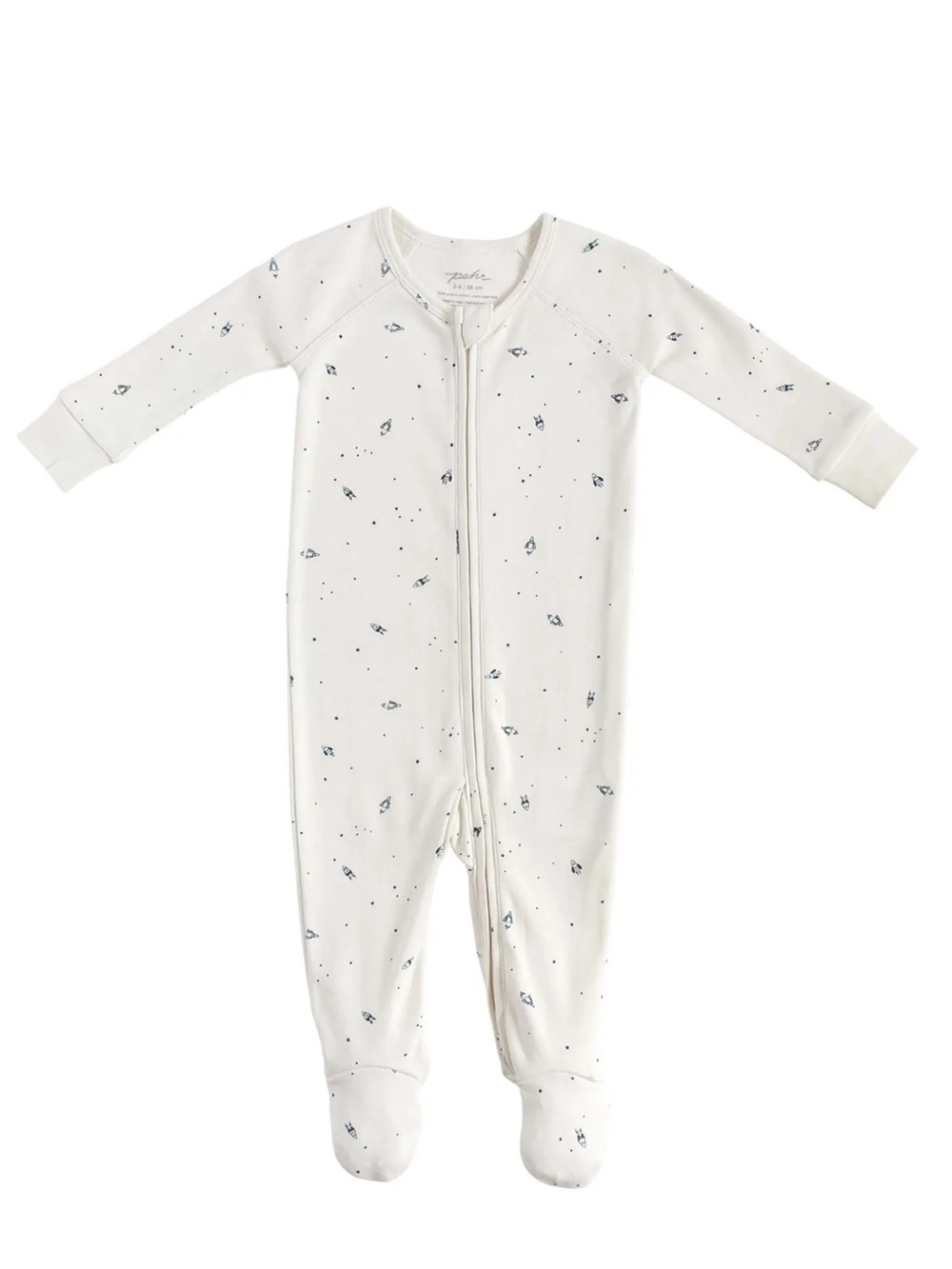 Pehr Cream Footed Baby One-Piece Sleeper with Subtle Navy Print